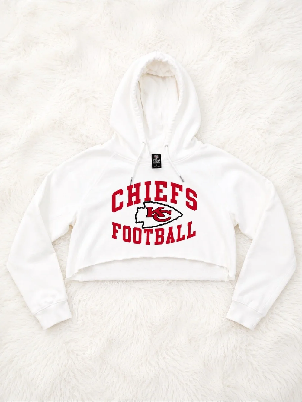 NFL Kansas City Chiefs Cropped Hoodie Women’s Large KC Football Sweatshirt Y2K - Picture 1 of 3